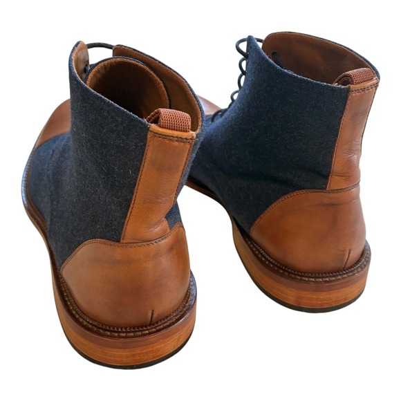 Taft Mens Cap Toe Lace Up Boots Denim Blue Leather Ankle Dress Boots - Picture 7 of 15